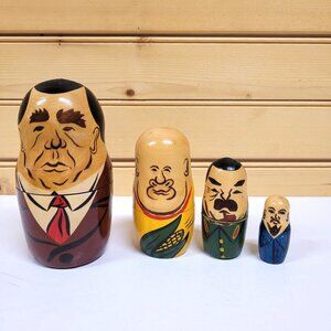 Nesting Dolls Set 4 Russian Wooden Nesting Leader Politician Ruler Hand Painted